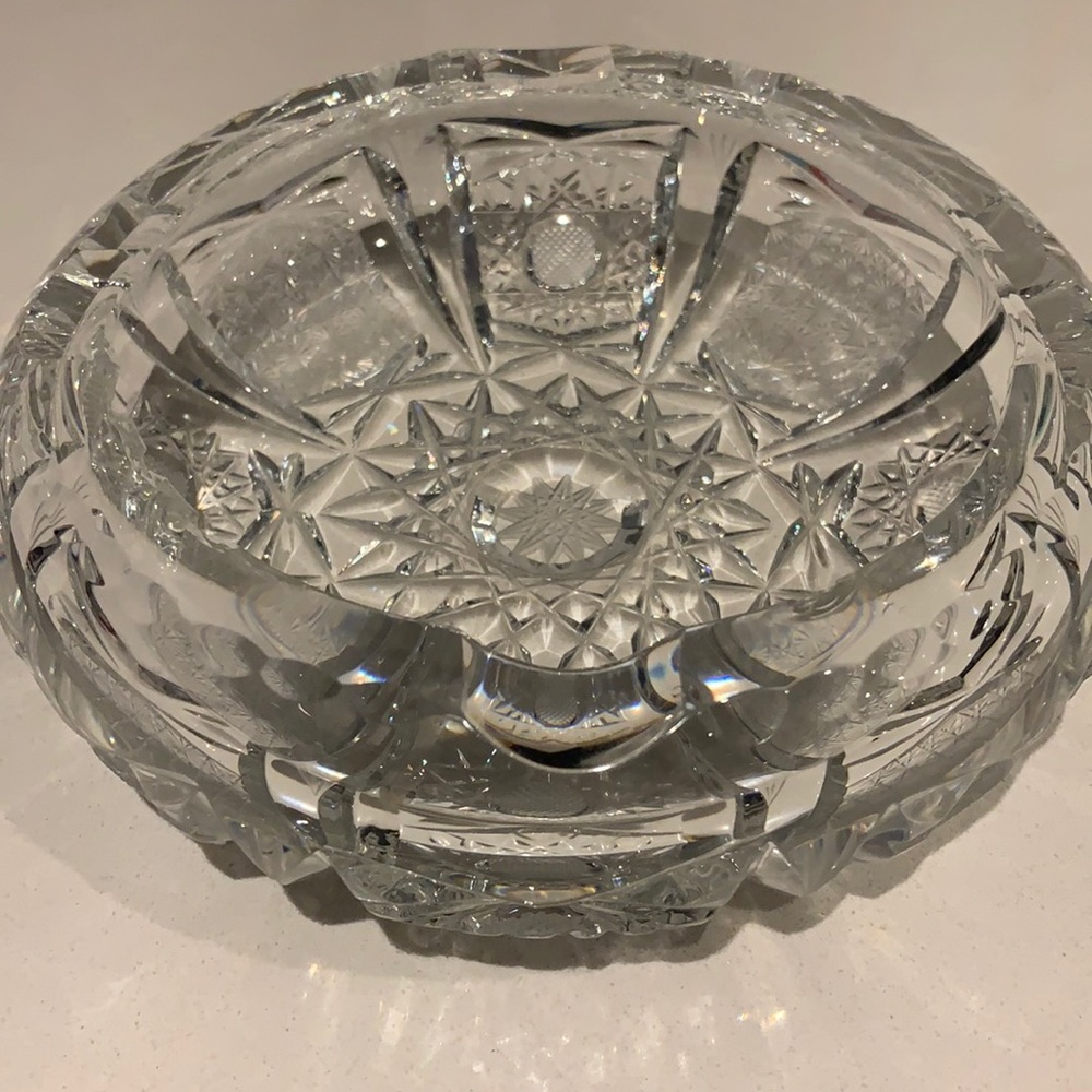 Vintage 1920s Brilliant Cut Crystal Glass Ashtray